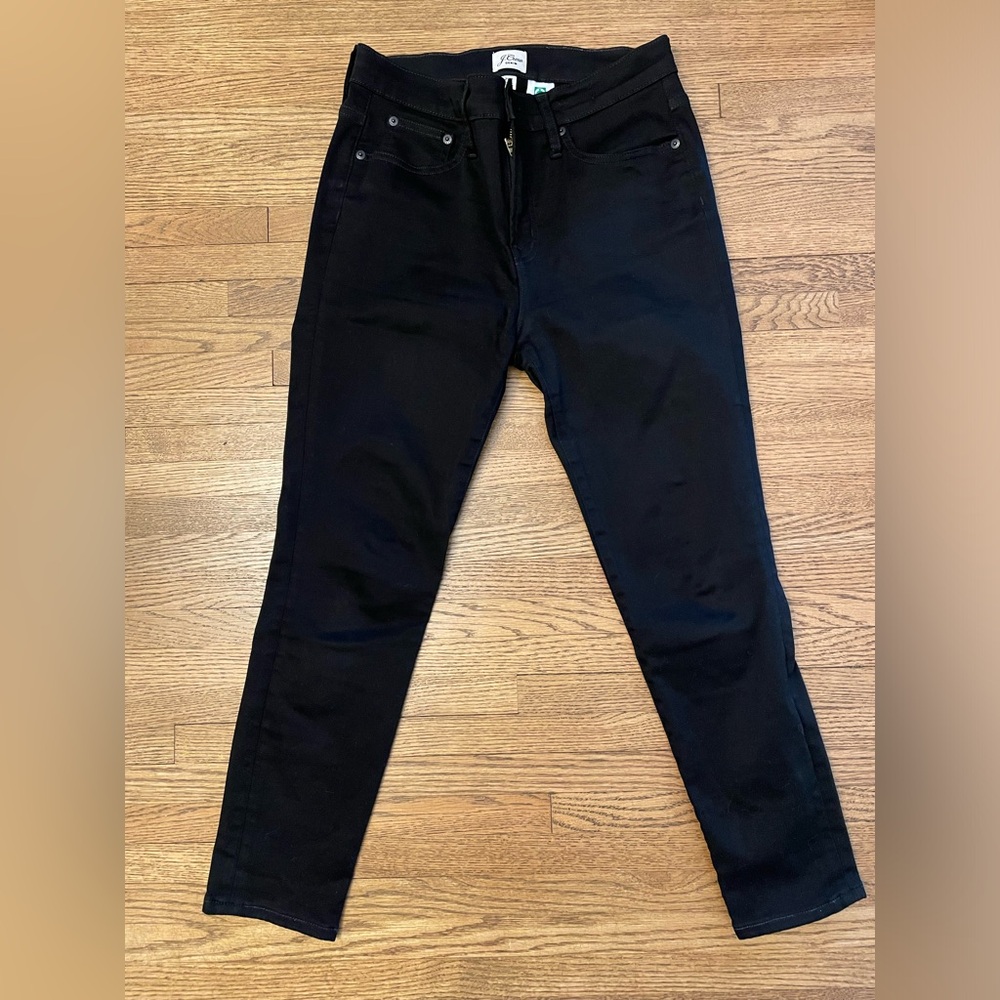 J Crew 9” rise toothpick jeans in true black, size 29P